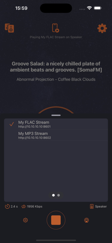 Playing music stream on device utilizing HTTP streaming